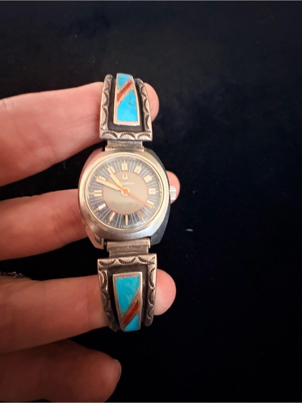 Bulova watch Vintage Turquoise Inlay Women's Watch Bracelet - Blue